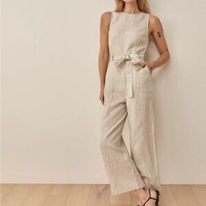 Reformation 100% Linen Sleeveless Jumpsuit